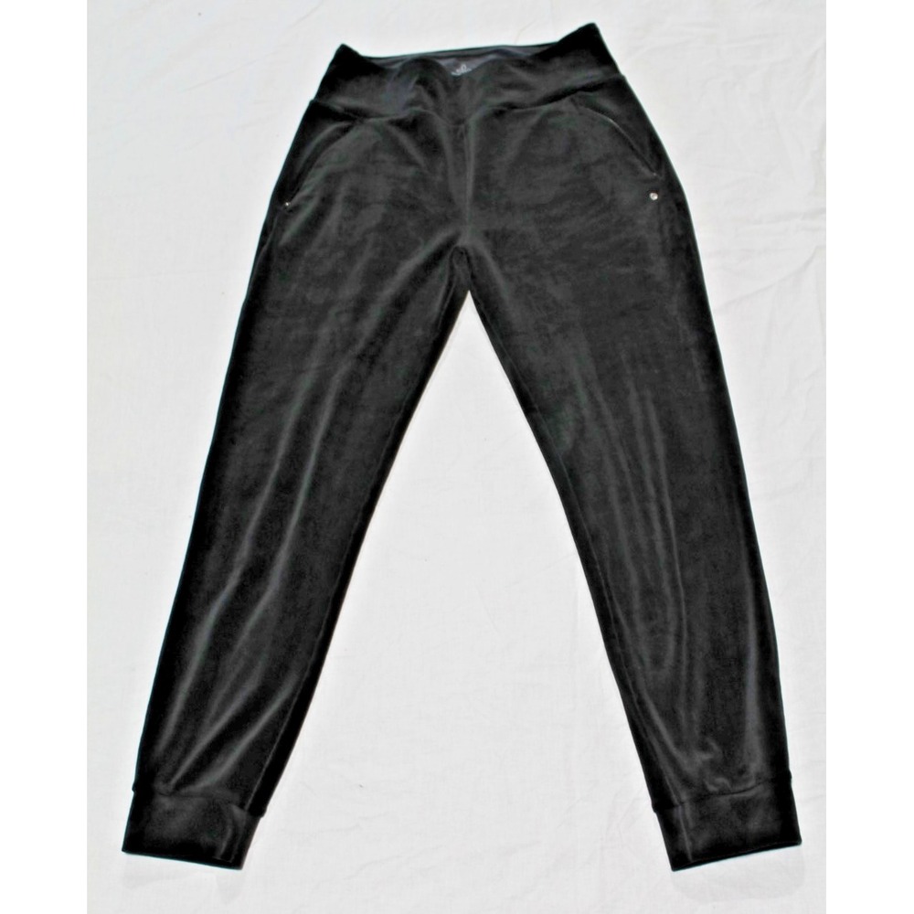prAna Velvet Jogger Pants Women's Medium Black Crushed Velvet Zip Pocket